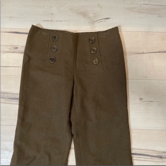 Tory Burch Brown Wool Wide Leg Sailor Button Front Dress Slacks Pants size 2 - Picture 3 of 13